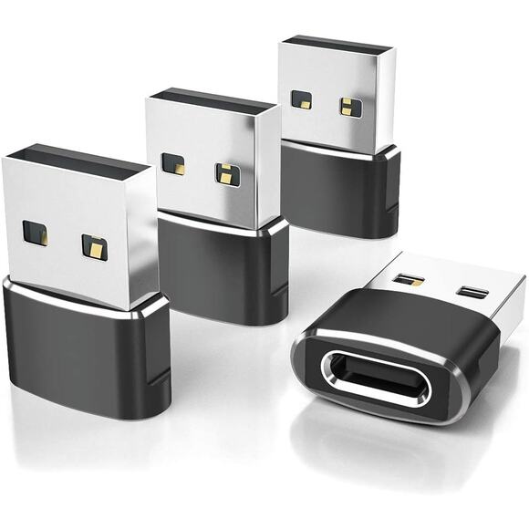 USB to USB C Adapter 4Pack USBC Female to A Male Type C Converter - Picture 1 of 8